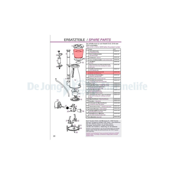 NYOS Water level tube including micro adjusting screw Q220 - Nyos