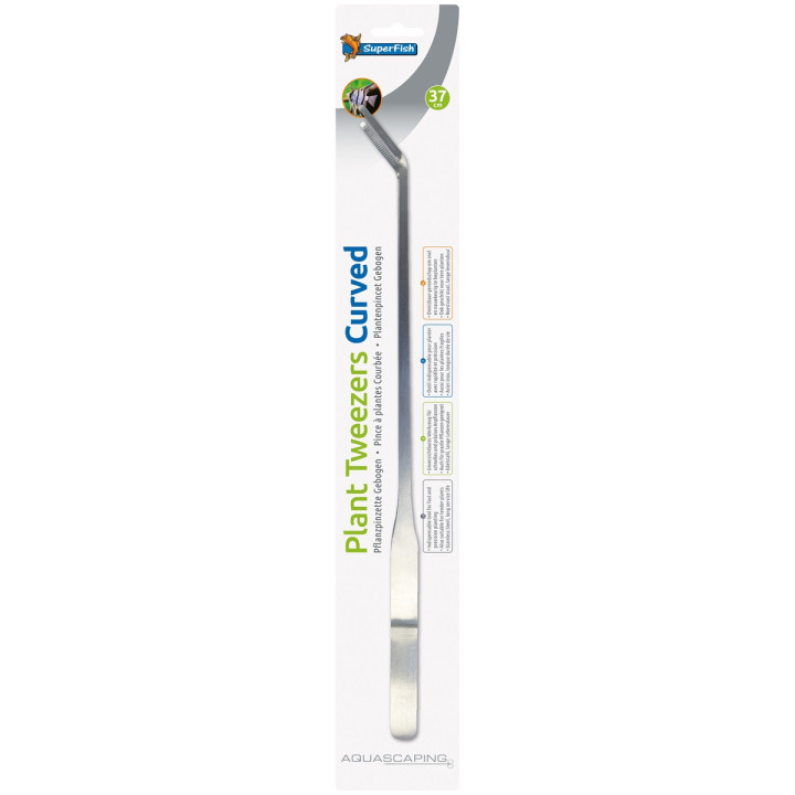 SUPERFISH STEEL PLANT TWEEZERS 37CM CURVED - SuperFish