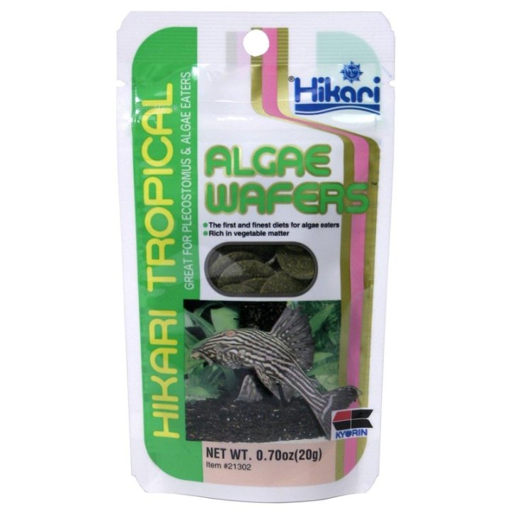 Hikari Algae Wafers uppoava täysravinto plekoille, nuolimonneille ja muille levänsyöjäkaloille.