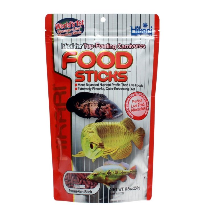 Hikari Food Sticks kelluva täysravinto arovaanoille ja muille pinnalta ruokaileville petokaloille.