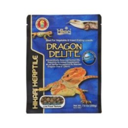Hikari Dragon Delite täysravintopelletti parta-agamille ja muille kasveja sekä hyönteisiä syöville liskoille.