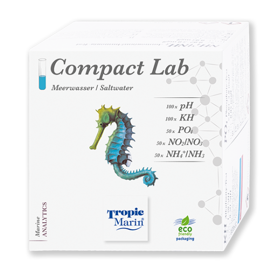 Tropic Marin Compact Lab Test Set contains: pH, KH, PO4,NO2, NO3, NH3,