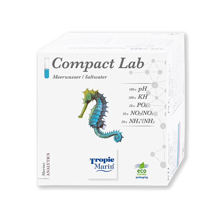 Tropic Marin Compact Lab Test Set contains: pH, KH, PO4,NO2, NO3, NH3,