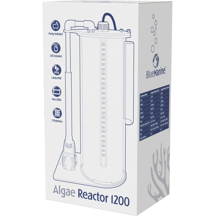Blue Marine Algae Reactor 1200 reduces nutrients naturally.