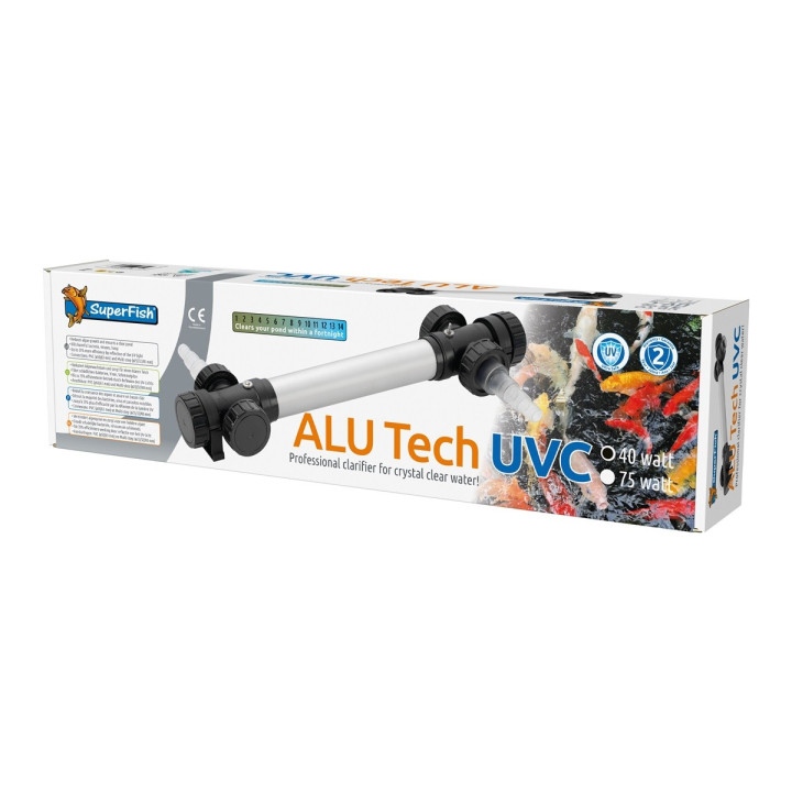 Superfish Alutech UVC T5 40 W tehokas ratkaisu jopa 40 000 litran ulkolampiin veden kirkastamiseen.