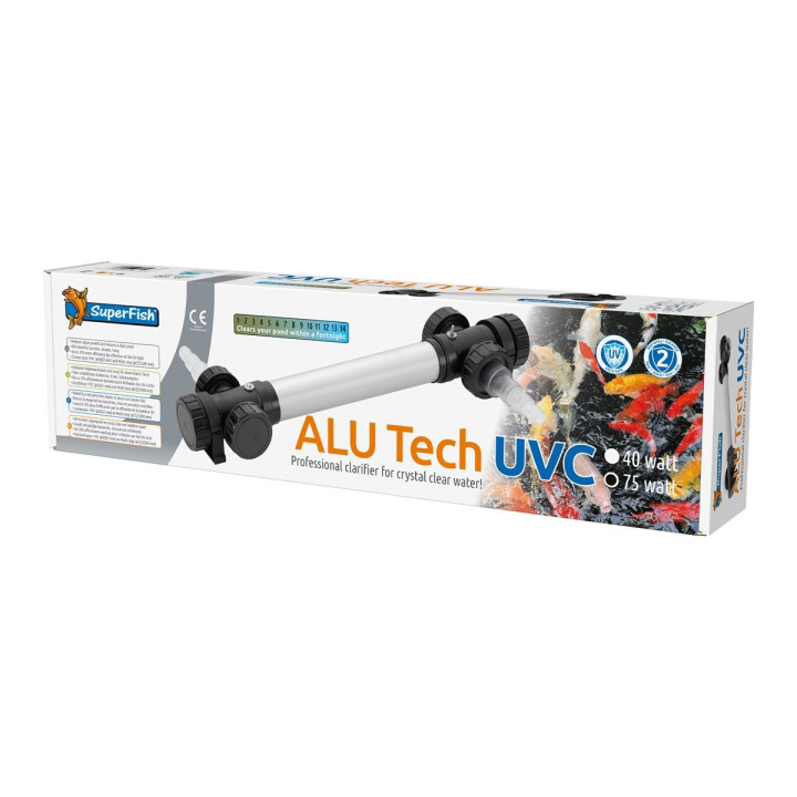 Superfish Alutech UVC T5 75 W tehokas ja luotettava UVC‑ratkaisu suuriin, jopa 75 000 litran ulkolampiin.