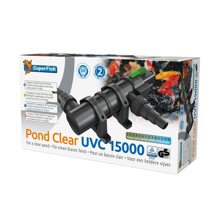 SUPERFISH PONDCLEAR UVC 18W / 15.000 L UV‑C‑yksikkö jopa 15 000 litran lammikoihin.