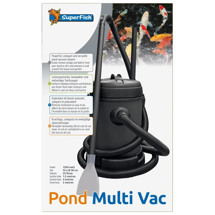 Superfish Pond Multi Vac – kätevä monitoimipuhdistin lammen roskien ja lietteen poistamiseen.