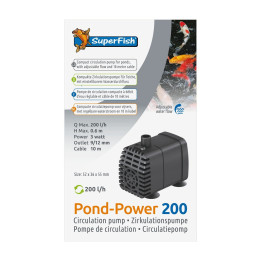 Superfish PondPower 200 pieni ja energiatehokas kiertopumppu pieniin puutarhalampiin.