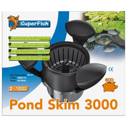 Superfish Pond Skim 3000 tehokas kelluva pintaskimmeri suurempiin puutarhalampiin.