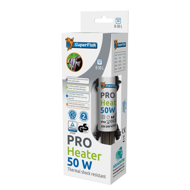 SuperFish Pro Heater 50W – Kompakti lämmitin 0–30 litran akvaarioihin