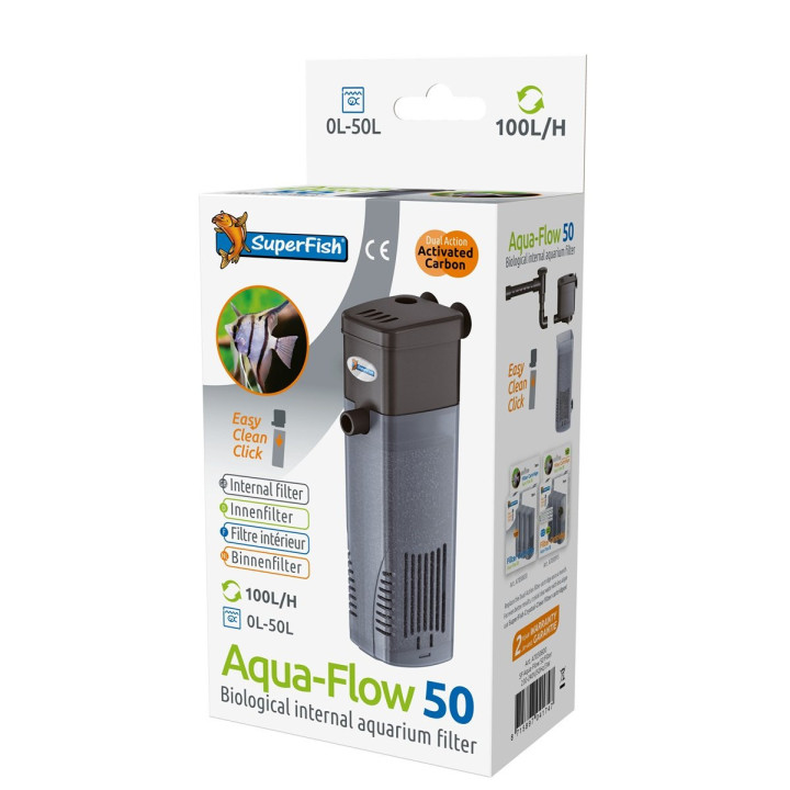 SuperFish AquaFlow 50 – Kompakti sisäsuodatin pieniin akvaarioihin (100 L/h)