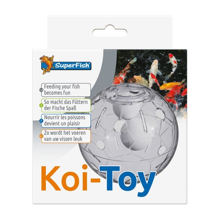 Superfish Koi Toy virikelelu, joka aktivoi koikaloja ja lisää vaihtelua lammen arkeen.
